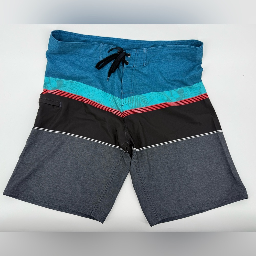 Burnside Boardshorts Blue Teal & Grey Size 36 Stretch‎ Dry w/ 9.75" inseam